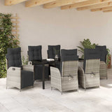 Garden Dining Set with Cushion 7 pcs Light grey Poly Rattan 3380572
