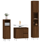 ZNTS 3 Piece Bathroom Furniture Set Brown Oak Engineered Wood 3190228