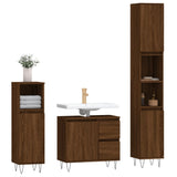 ZNTS 3 Piece Bathroom Furniture Set Brown Oak Engineered Wood 3190228