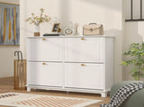 Narrow Shoe Storage Cabinet, Slim Shoe Cabinet with 4 Flip Drawers, Adjustable Shelves for 16 Pairs T3398P377998
