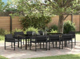 Garden Dining Set 9 pcs Black Poly Rattan 3380748