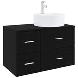 Bathroom Furniture Set 2 pcs Black Oak Engineered Wood 3403985