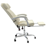 Reclining Office Chair Cream Faux Leather 349736