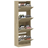 Shoe Cabinet with 4 Flip-Drawers Sonoma Oak 60x34x187.5 cm 3214373