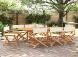 8 Piece Folding Garden Chairs Cream White Fabric 3208912