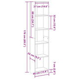 Bookcase High Gloss White 40x24x176 cm Engineered Wood 858305