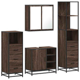 4 Piece Bathroom Furniture Set Brown Oak Engineered Wood 3301269