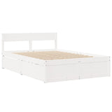 Bed with Drawers and Mattress White 120x200 cm Solid Wood Pine 3281902
