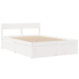 Bed with Drawers and Mattress White 140x190 cm Solid Wood Pine 3281911