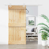 Sliding Door with Hardware Set 90x210 cm Solid Wood Pine 3203182