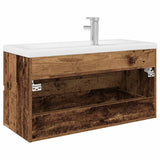 Sink Cabinet with Built-in Basin and Faucet Old Wood 3328935