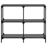 Console Table with Black Glass Top 98x30x81 cm Steel 846029