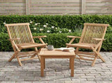 Folding Garden Chair 2 pcs Natural Solid Teak Wood 42028483