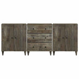 3 Piece Sideboards Light Grey 60x33.5x75 cm Solid Wood Mango 3310017