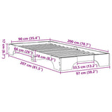 Bed Frame White 90 x 200 cm Solid Pine Wood 872879