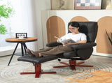 Faux Microfibre Leather Manual Recliner and Footstool Set - Black T3398P341021