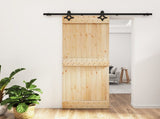 Sliding Door Natural and Black 80 x 210 cm Solid Pine Wood 3445062