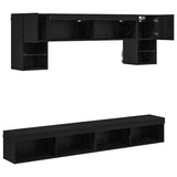 TV Wall Units with LED 6 pcs Black Oak Engineered Wood 3402964