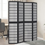 Room Divider 4 Panels Black Solid Wood Paulownia 358770