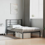 Metal Bed Frame without Mattress with Headboard White 100x190cm 355604
