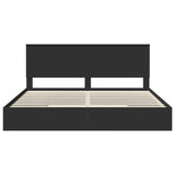 Storage Bed with Headboard Black 200 x 200 cm Engineered Wood 3411174