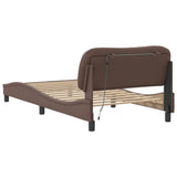 Bed Frame with LED without Mattress "Hvar" Brown 100x200 cm 3213915