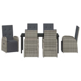 Garden Dining Set with Cushion 7 pcs Grey Poly Rattan 3379503