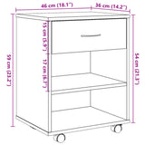 Rolling Cabinet Old Wood 46x36x59 cm Engineered Wood 856660