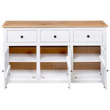 ZNTS Sideboard White 135x40x80 cm Solid Pinewood Panama Range 282705