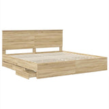 Bed Frame with Drawer Sonoma Oak 200 x 200 cm Engineer Wood 3411084
