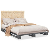 Bed Frame Grey Solid pine wood Double Durable Bed Frame 3281583