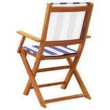 Garden Chairs 2 pcs Blue and White Solid Wood Acacia and Fabric 367674