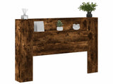 Storage Headboard with LED Smoked Oak Engineered Wood 3418657