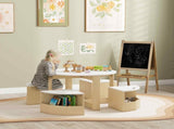 Five-Piece Kids Table and Chairs Set with Storage, for Ages 3-8 Years, White T3398P422126