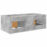 Loft Bed Frame with Cabinet 3 pcs Concrete Grey Engineered Wood 3423417