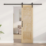 Sliding Door Natural and Black 61 x 198.5 cm Solid Pine Wood 3333184