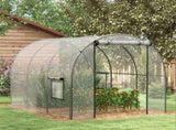 Polytunnel Greenhouse Walk-in Grow House with Plasric Cover, Door, Mesh Window and Steel Frame, 3 x T3398P318593