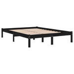 810041 Bed Frame without Mattress Black Solid Wood 200x200 cm
