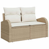 Sofa Set with Cushion 4 pcs Beige and White Poly Rattan 3354660