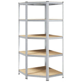 Corner Shelf with Shelf Silver 90 x 90 x 198 cm Engineered Wood 42002772