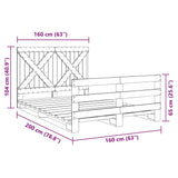 Bed Frame without Mattress with Headboard 160x200 cm Solid Wood 3281577