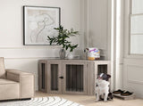 PawHut Dog Crate Furniture Side Table, with Cushion, 122 x 61 x 71cm - Walnut Brown T3398P554939