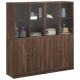 Bookcase with Doors Brown Oak 136x37x142 cm Engineered Wood 3206530