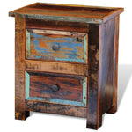 ZNTS Nightstand with 2 Drawers Solid Reclaimed Wood 241643