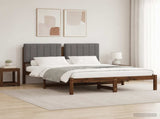 Bed Frame with Upholstered Headboard Dark Brown and Light Grey 904154