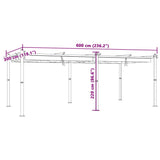 ZNTS Garden Gazebo with Retractable Roof Taupe 3x6 m Aluminium 3217063