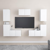 7 Piece TV Cabinet Set White Engineered Wood 3078672