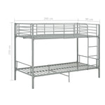 ZNTS Bunk Bed without Mattress Grey Metal 90x200 cm 287911