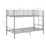 Bunk Bed without Mattress Grey Metal 90x200 cm 287911