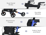 4 Wheel Rollator with Seat and Back, Folding Mobility Walker with Carry Bag, Adjustable Height, Dual T3398P344708